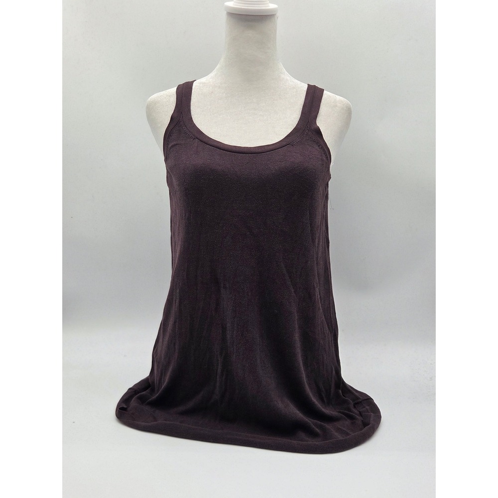 Eileen Fisher Brown Silk Viscose Scoop Neck Sleeveless Tank Top 101-431